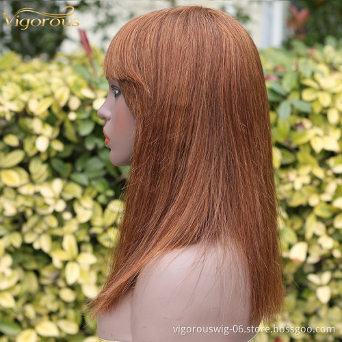 Silk base blonde straight bangs cheap wholesale glueless private label inch brazilian 100% raw human hair wig black women